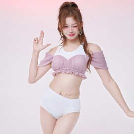 新款泳装女分体网红风显瘦带胸垫小胸聚拢泳衣三件套跨境一件代发