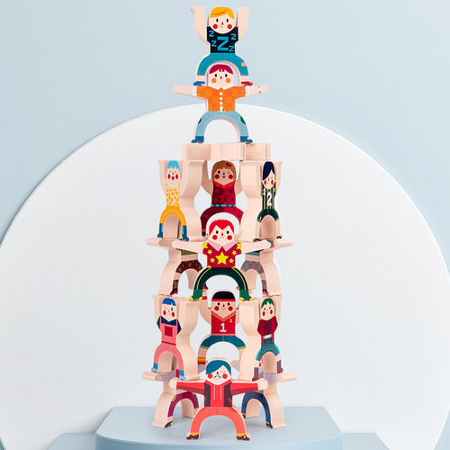 Cross-border children's strongman Jenga balance Jenga tabletop game parent-child building blocks decompression toys
