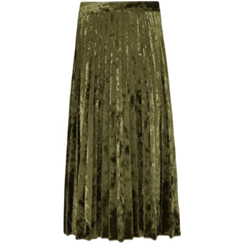 Abbigliamento donna gonna in velluto a rombi a cinque colori gonna a pieghe a fisarmonica lucida per donna lunghezza media autunno e inverno 2024_voghion.com