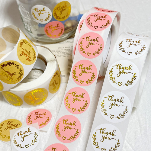 Cross-border olive roll kraft paper hot stamping sticker thank you for baking self-adhesive label envelope decorative sealing sticker