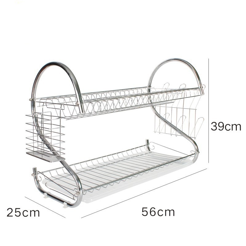 Escurridor de Platos Doble Capa Tipo S de Hierro con Soporte para Cuchillos para Encimera de Cocina image 12