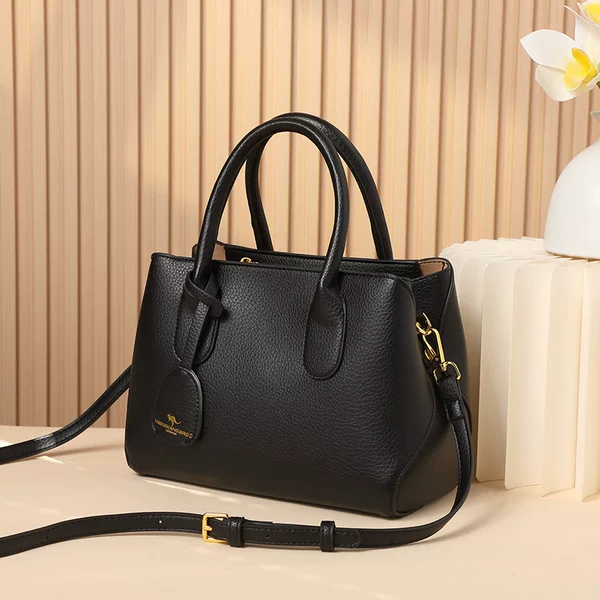 Women's Small Square Handbag with Lychee Pattern, Simple and Versatile Commuter Tote Bag with Adjustable Shoulder Strap, Single Shoulder Crossbody Bag, Cross-Border
