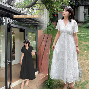 Heavy Lace Crochet Texture Dress 2025 Summer New Fat mm Slimming Look and Cool Mid-Length Skirt 262623