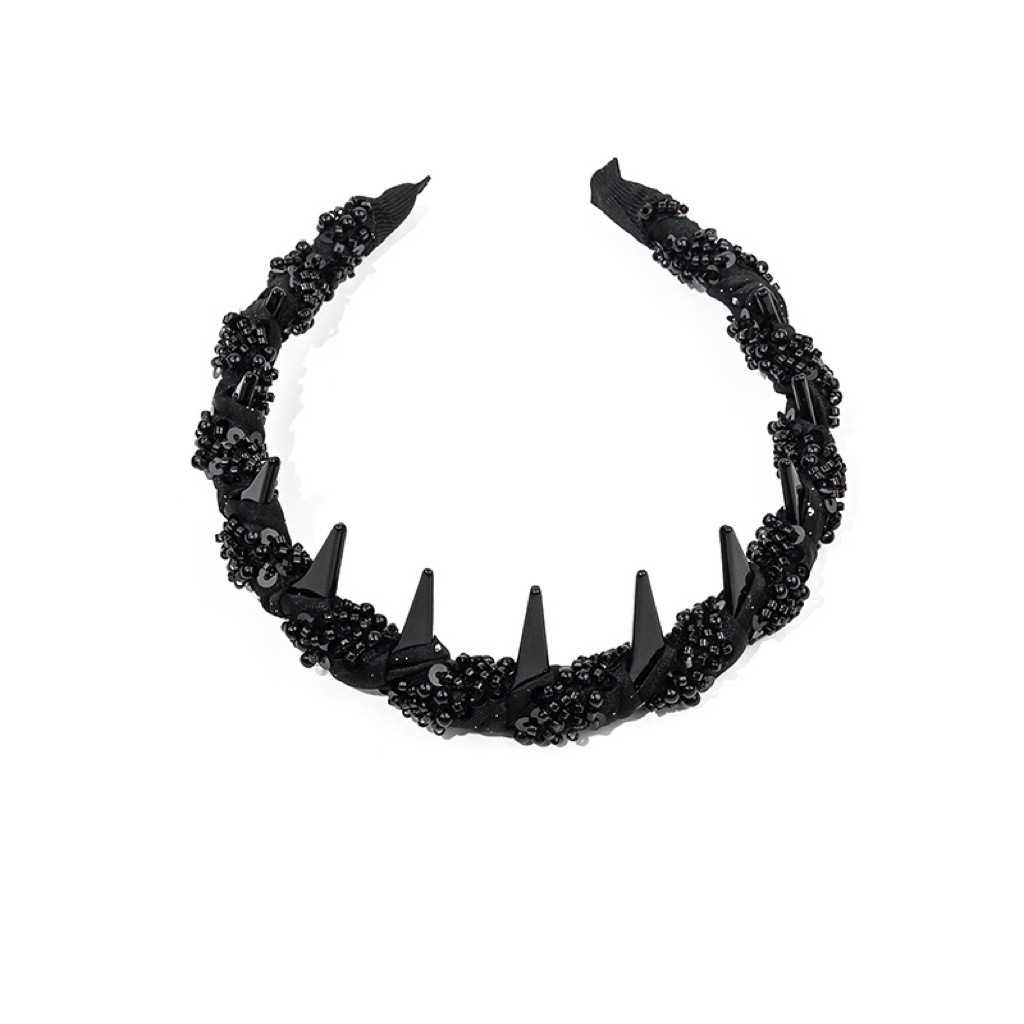 Black - braided beaded headband