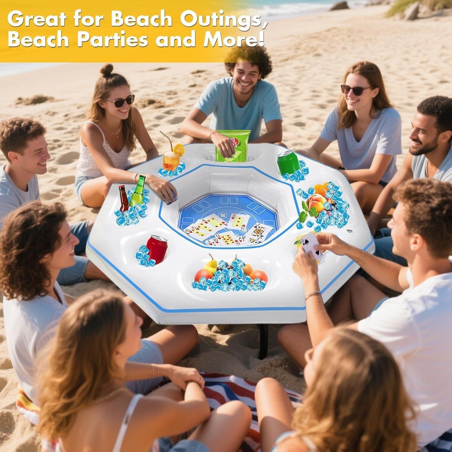 Inflatable Poker Table For Pool Party With Integrated Ice Bar_voghion.com