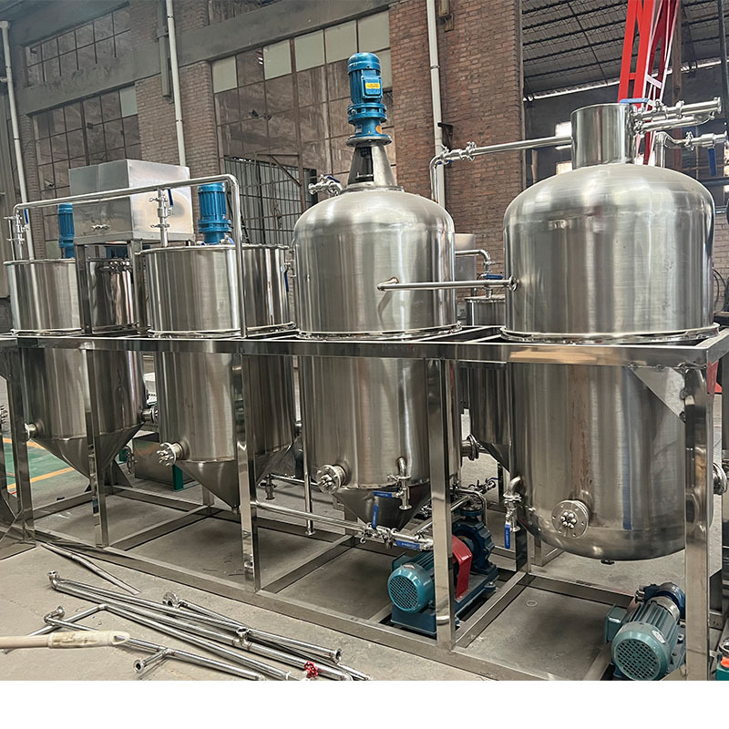 不锈钢椰子油精炼机 三罐毛油脱磷脱酸罐 全自动大豆食用油精炼机