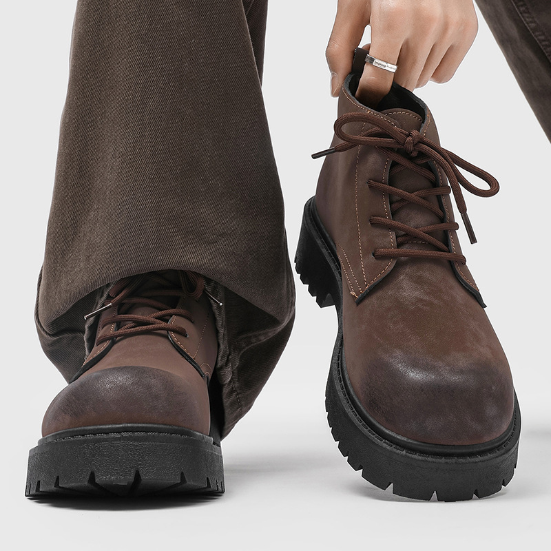 Martin Boots for Men, 2026 Spring New Style, British Retro Style High-Top Yellow Boots, Outdoor Hiking Thick-Soled Work Shoes