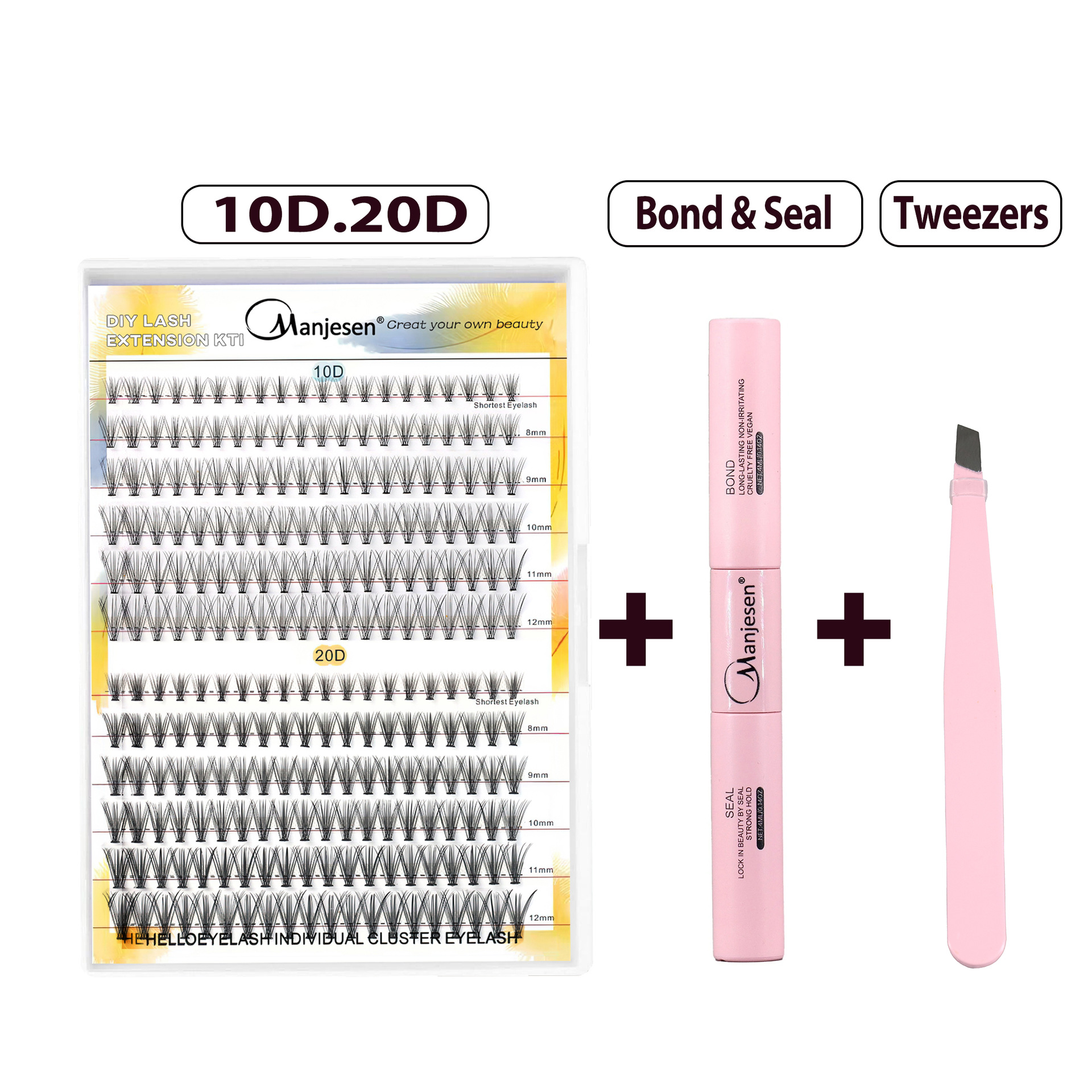 10D + 20D + (pegamento de doble cabeza + pinzas rosadas)
