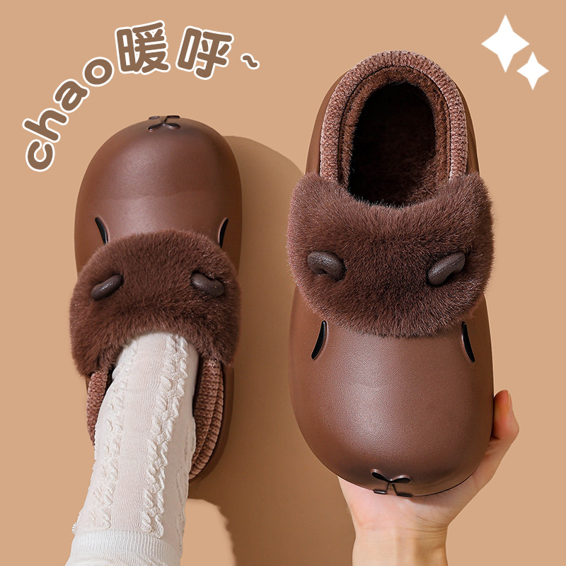 Zapatillas de algodón Capiballa para mujeres invierno 2025 nuevas parejas calentadoras impermeables a prueba de agua zapatos de algodón caseros