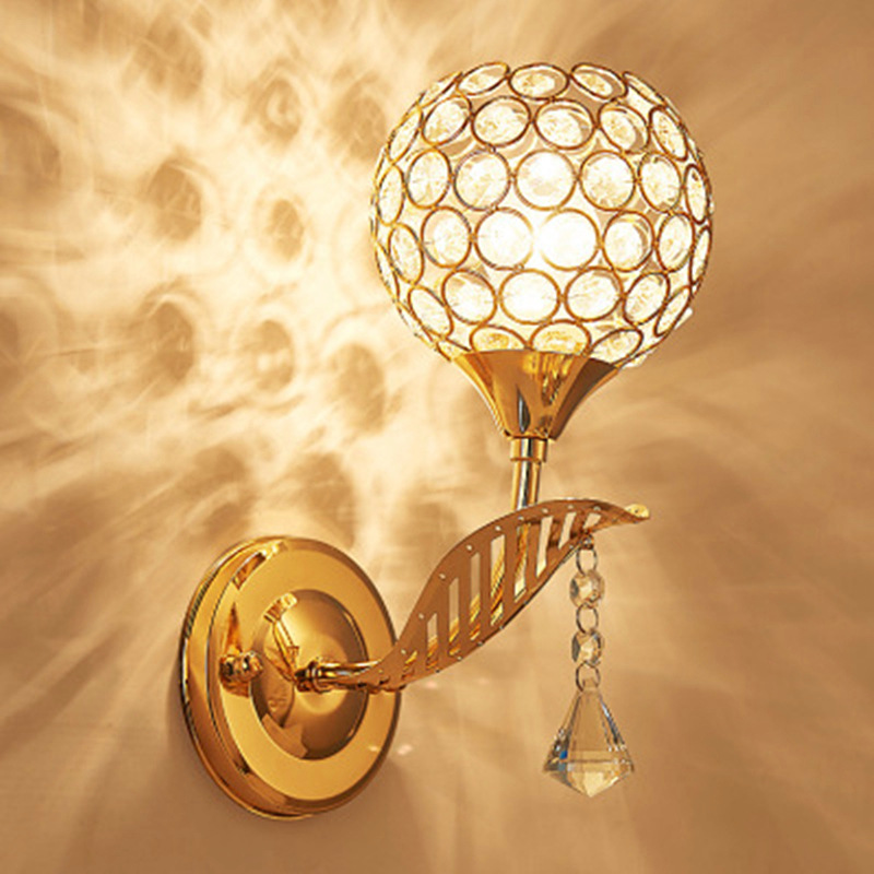 Hot-Selling Modern Minimalist Crystal Wall Lamp with Creative Leaf Design for Indoor Cozy Bedroom, Corridor, and Vintage Bedside Lighting