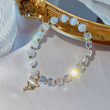 猫眼石手链女简约气质ins风招财猫狐狸鱼尾小熊手串学生闺蜜手饰