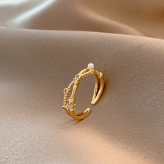 Fashion Flower Copper Rings Plating Zircon Copper Rings