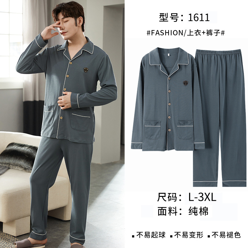 Nuevos pijamas de algodón para hombres primavera y otoño de algodón de manga larga más tamaño Otoño e Invierno cardigan de mediana edad y ancianos Xinjiang algodón traje de uso doméstico