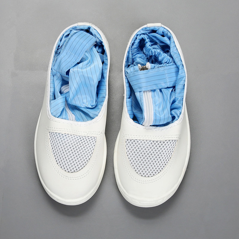 防静电高筒网眼鞋无尘长筒洁净鞋 防护工作鞋开网高筒靴无尘靴