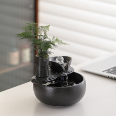 流水創意噴水輪球生財置物循環水小型オフィスデスクトップ茶卓プレゼント