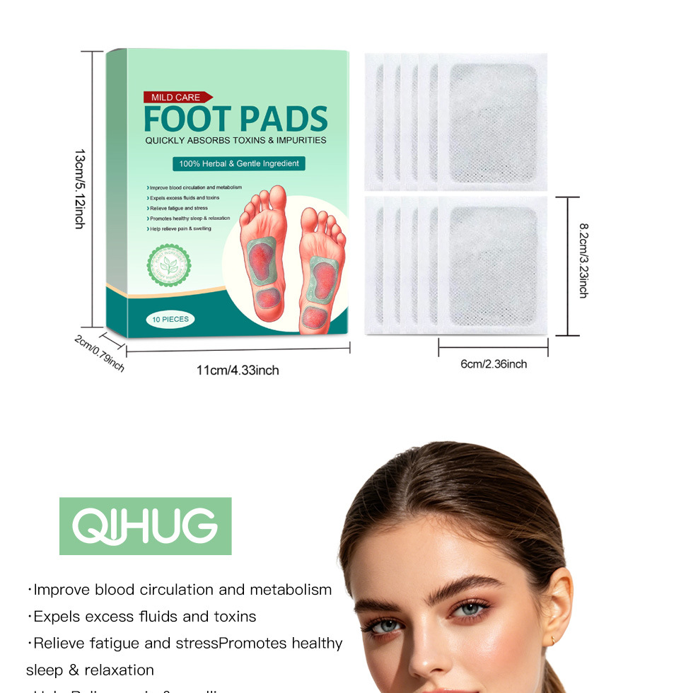 Mugwort Bamboo Vinegar Ginger Foot Pads Herbal Foot Care 10 Patches Per Box key features