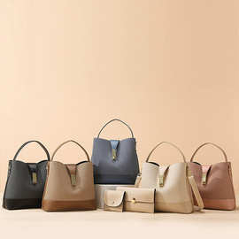 2025新款时尚质感女包手提水桶包大容量三件套单肩斜挎包handbags