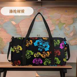 跨境新品游戏机图案旅行袋出差便携时尚行李包游戏手柄印花瑜伽包