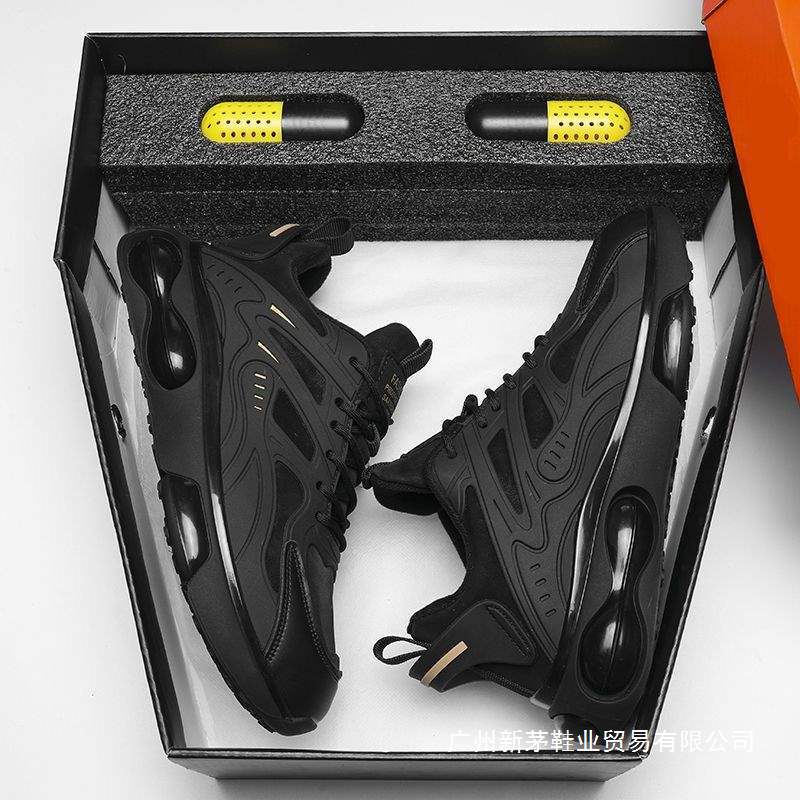 Black Men's Sports Shoes, New Summer Style, Breathable, Anti-Odor, Anti-Slip, Soft-Soled Dad Shoes, Running Shoes, Men's Casual Shoes