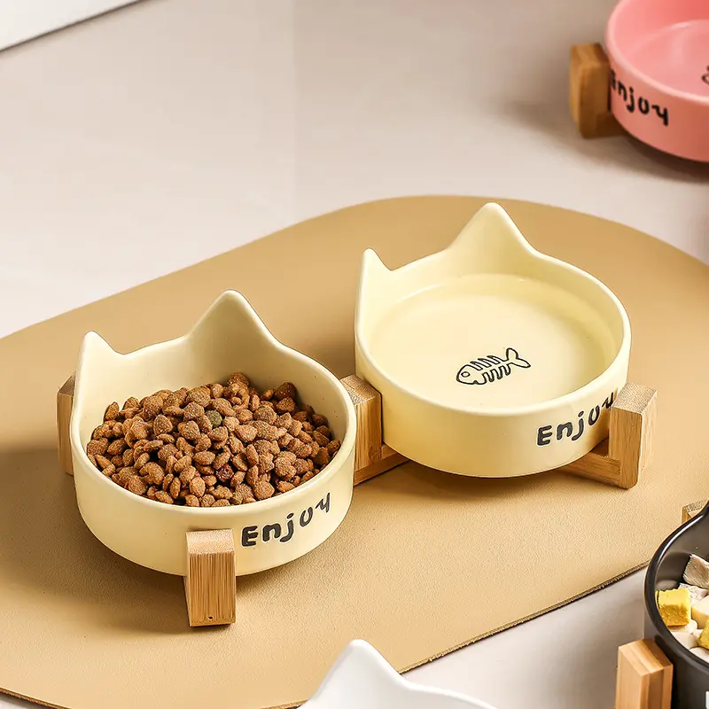 Cat Bowl Black Ceramic Dog Bowl Black Bowl Cat Food Bowl Dog Drink Cat Food Bowl Pet Water Bowl Anti-knock