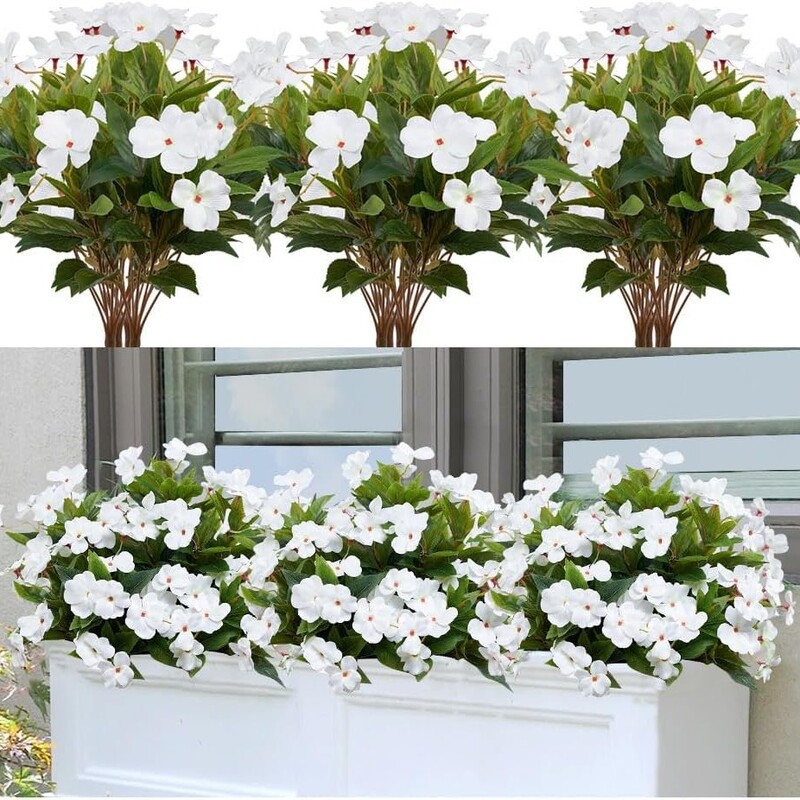 Simulated 7-Forked Impatiens Flower Bonsai Plant Single Outdoor Engineering Fake Flower Simulated Azalea Home Decoration