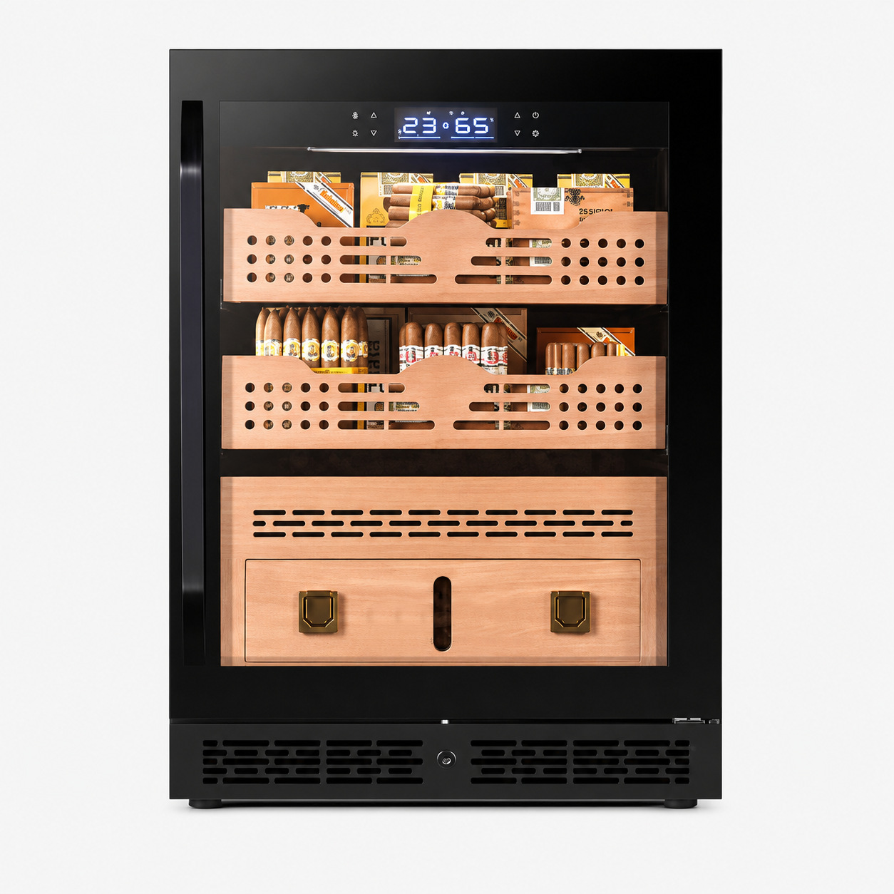 Export touch screen constant temperature and humidity cigar cabinet, compressed refrigeration cigar storage and humidification cabinet