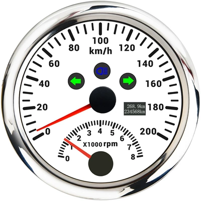 signal high beam, automobile instrument - 200-kmh-silver-edge-white-background