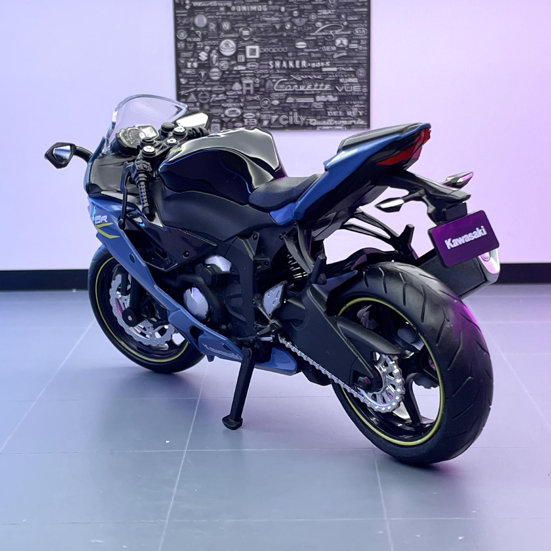 Ma Keyao modelo de coche de aleación 1 a 12 Kawasaki NIJIAZX6R motocicleta modelo de coche de luz silenciosa decoración