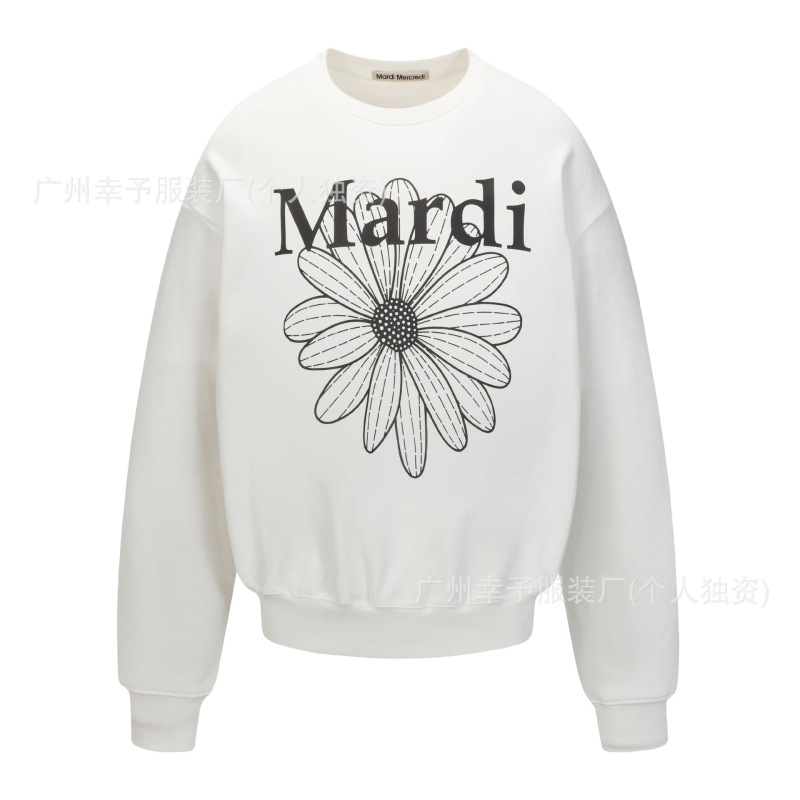 韩国Mardi卫衣赵露思同款小雏菊腊肠狗女秋冬刺绣印花套头圆领外|undefined