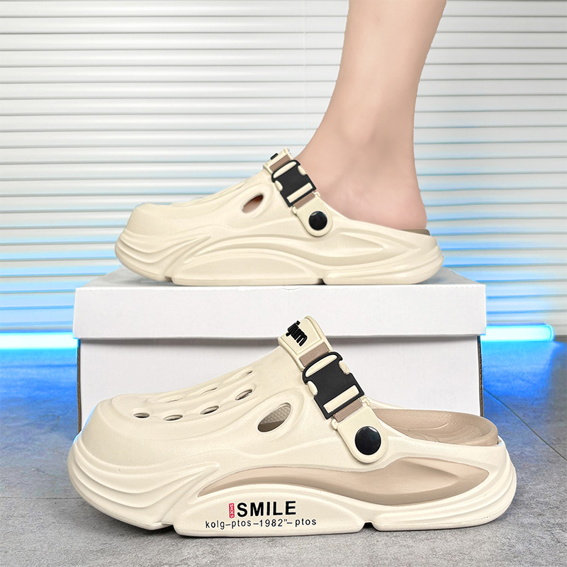 Zapatos con agujeros, sandalias de plataforma de verano para hombres, nuevo estilo, uso exterior, antideslizante, aumento de la sensación deportiva de pisar la mierda, sandalias de playa para parejas