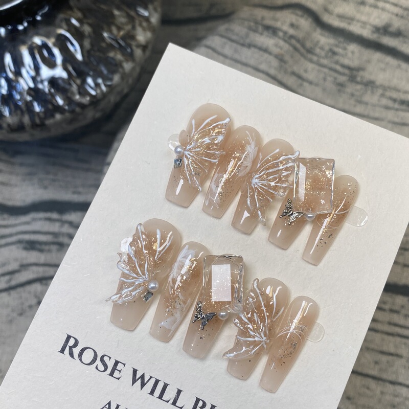 Aomian Nail Art Ice Crystal Butterfly Handmade Armor Heavy Industry Light Luxury Butterfly Wings Nail Art Advanced Sequins