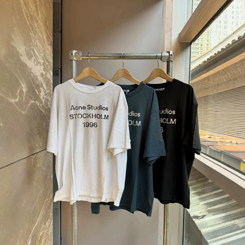 Feel free to compare! New AC short-sleeve 1996 letter distressed print and dyeing, worn-out round-neck sun protection short-sleeve T-shirt for men