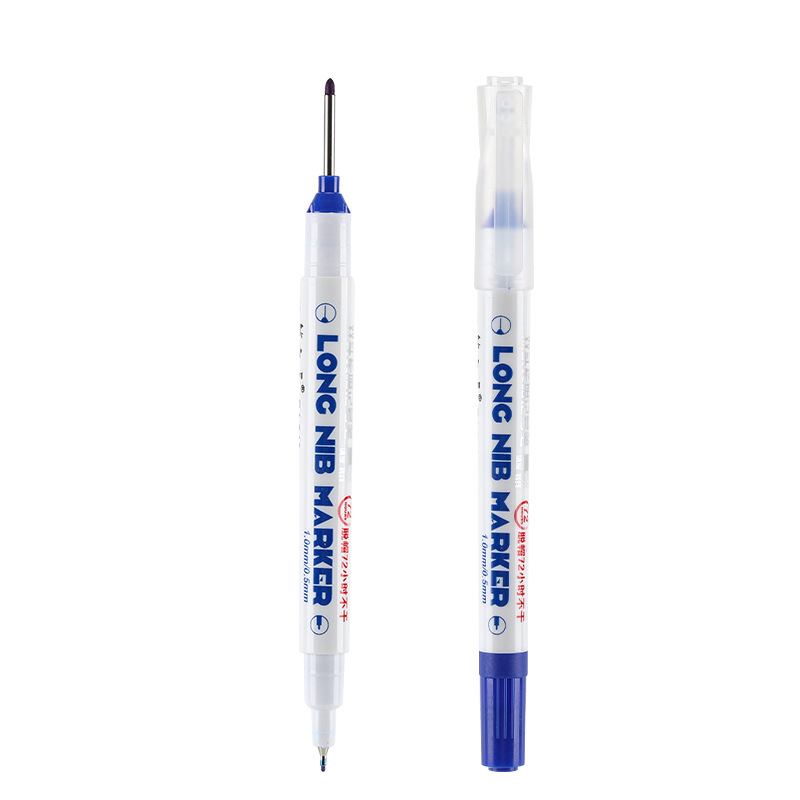 Pen de marca de doble cabeza larga oleosa especial para carpintería de 20 mm para azulejos de suelo agujero profundo pluma de carpintería multipropósito