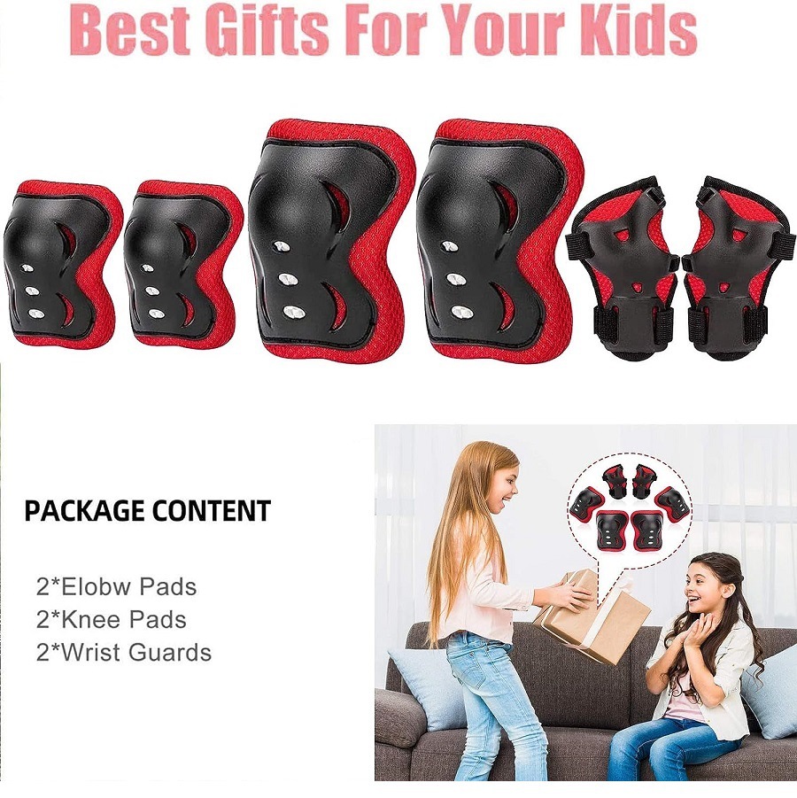 Protector de ciclismo deportivo para niños Juego de 6 piezas Monopatín Bicicleta de equilibrio Patinaje sobre ruedas Patinaje Mariposa Rodilleras Coderas