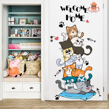 （裸裝）貓門貼貼紙卧室牆紙貼畫兒童房門牆面裝飾品宿舍牆壁卡通