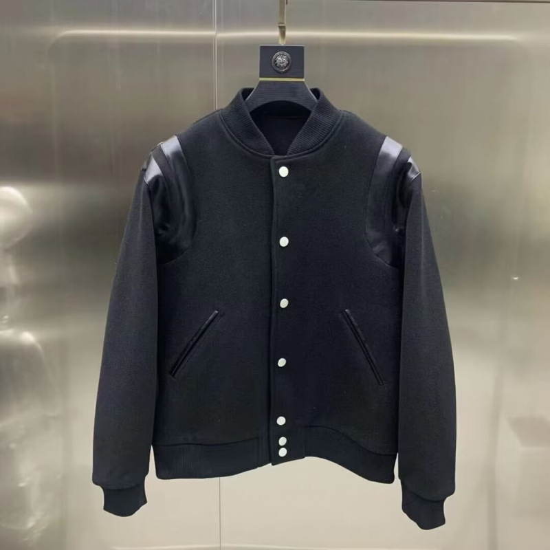 Men's leather patchwork jacket, spring and autumn 2024 new style, cool and stylish, Chanel-inspired baseball jacket, high-end aviator casual jacket.