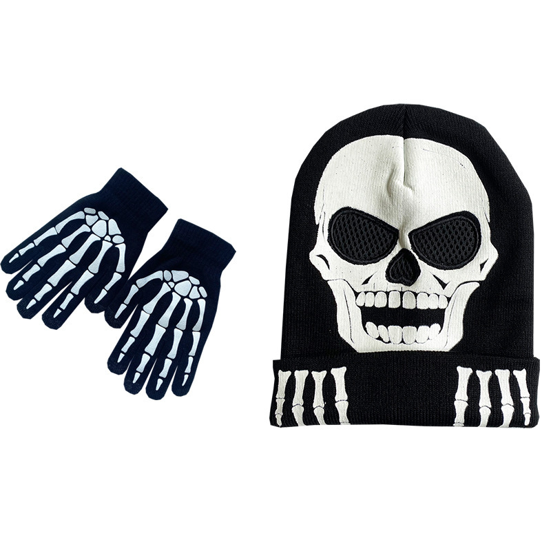 亚马逊欧美跨境夜光骷髅头骨爪手套万圣节发光手套Skull Gloves|undefined