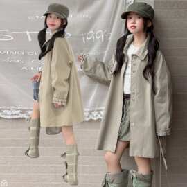 女孩秋装上衣外套秋季衣服女童装秋天穿搭2026新款儿童中长款风衣