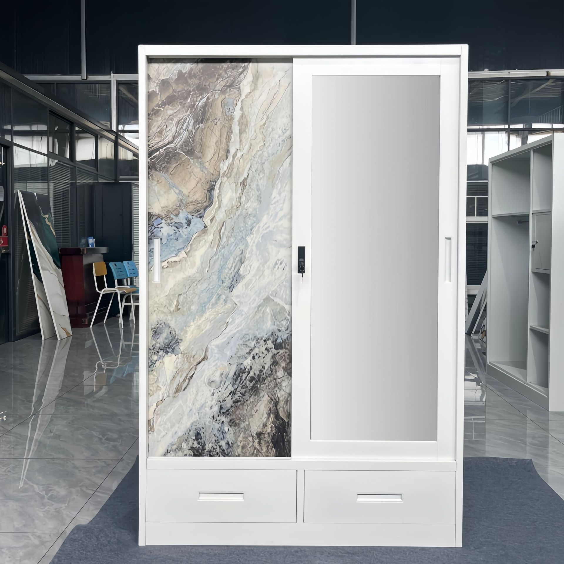 Comercio exterior transfronterizo engrosado armario de impresión de acero doméstico deslizante armario de puerta corredera dormitorio de niños armario personalizado image 9