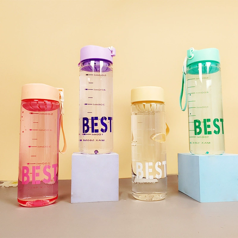 Портативная чашка с заварочным устройством для чая, весами и ремешком для переноски, пластиковая чашка, устойчивая к высоким температурам, портативная студенческая чашка для мальчиков, девочек и детей.