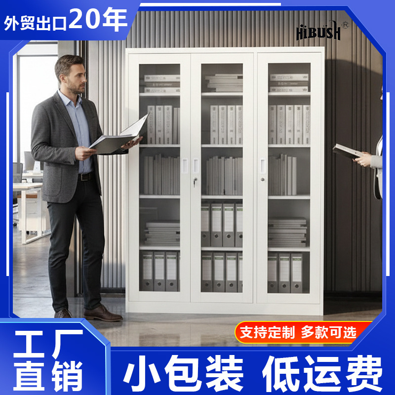 Tres puertas de comercio exterior transfronterizo gabinete de archivos de acero puerta de vidrio gabinete de archivos de archivos gabinete de documentos financieros gabinete de exhibición