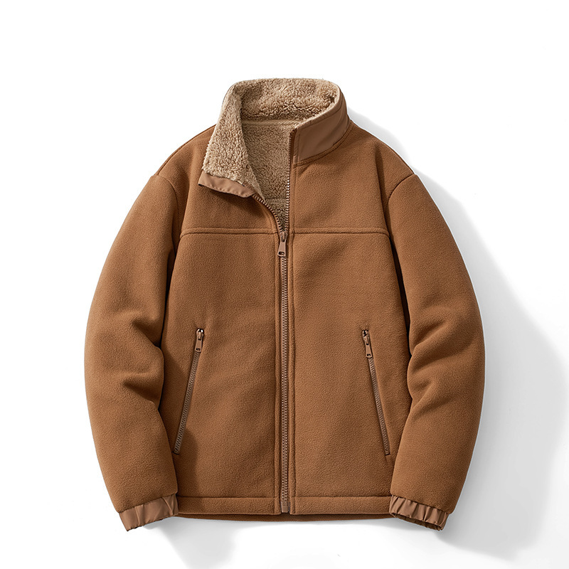 Autumn and Winter New Cold-proof Warm-keeping fleece-lined Thickened Vertical Collar Fleece Clothes Men's Rustic Clothes Liner Lamb Fleece Jacket Autumn and Winter New Cold-proof Warm-keeping fleece-lined Thickened Vertical Collar Fleece Clothes Men's Rustic Clothes Liner Lamb Fleece Jacket