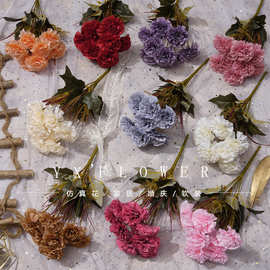 9头大康乃馨仿真假花绢花艺婚庆婚礼家居场景装饰花卉摄影道具