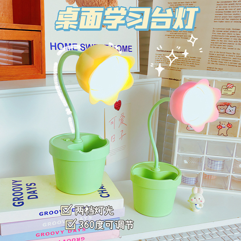 Creativo multifuncional titular de la pluma decoración pequeña lámpara de mesa dormitorio lámpara de noche luz de la noche jardín de infantes pequeño regalo logotipo personalizado