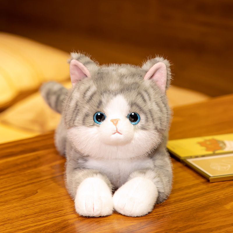 赛特嘟嘟条纹仿真趴款呆呆猫抱枕小猫咪公仔睡觉抱玩偶女生生日礼|undefined