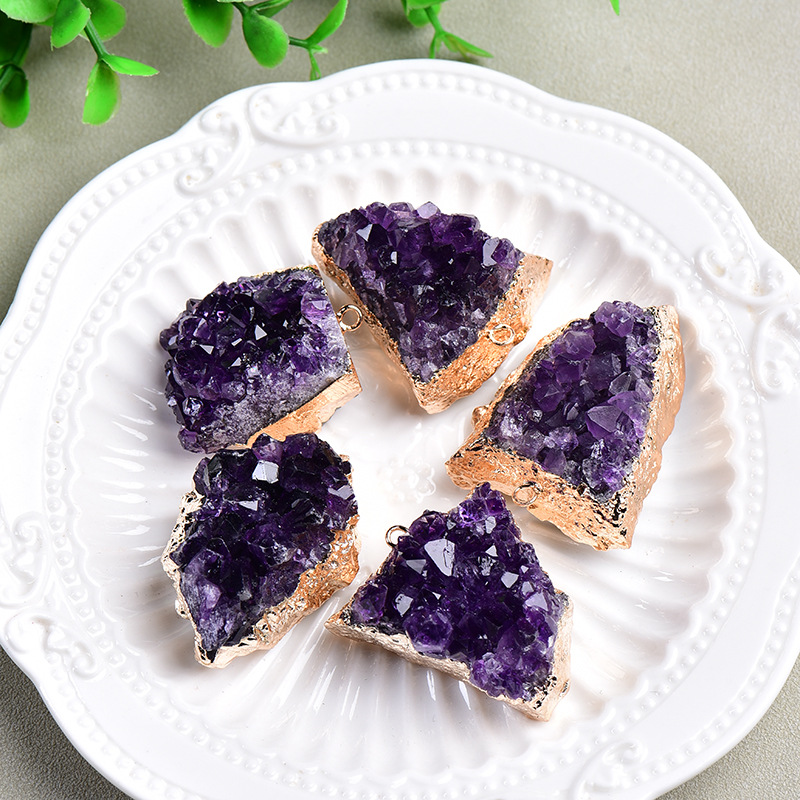 organic natural ore with amethyst