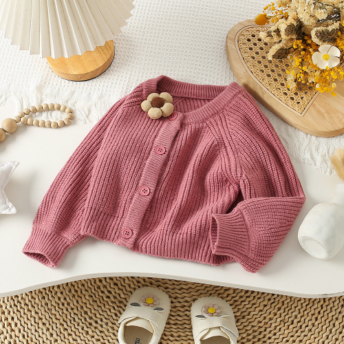 Sweet and stylish two-piece set for girls: autumn sweater coat for little girls + floral dress, new style