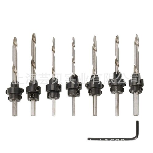 22PCS wood screw drill 7-piece set countersunk hole drill woodworking drill tapered hole drill countersunk head countersink drill nut