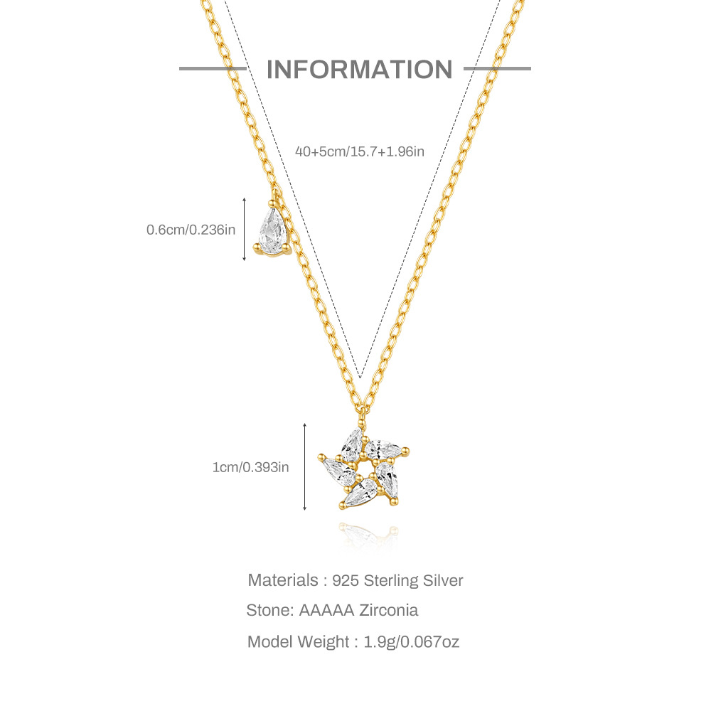 S925 Sterling Silver Water Drop Zircon Vortex Spray Creative Bracelet And Necklace Set   Diamond-Embedded Elegant Jewelry display picture 2