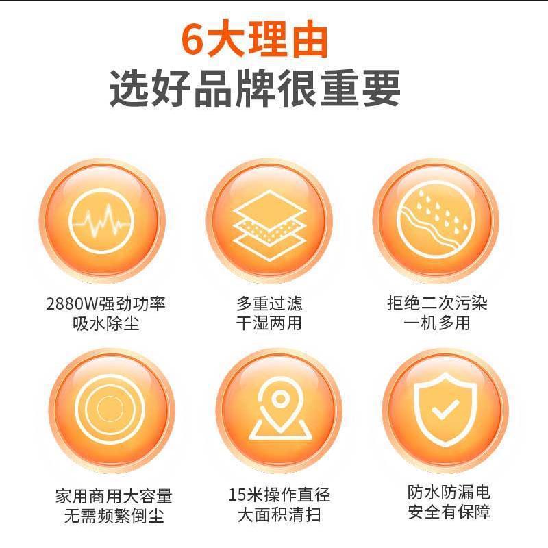 Aspiradora industrial, limpieza de terrenos baldíos de alta potencia, hermosa costura, lavado de autos, máquina de succión de succión grande de doble uso para el hogar, en seco y húmedo